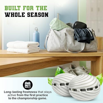 Shoe Freshener Balls 6 Pack - Linen Scent Deodorizer - Reusable Shoe Deodorizer Insert - Long Lasting Air Freshener for Sports, Athletes, Closer, and Bags - Fragrance by Perfa