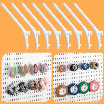 20 Pcs White Pegboard 45° Spool Hooks Compatible with IKEA Skadis Pegboard Accessories Display Hook Organizer for Craft Embroidery Sewing Thread Tape Paper Rolls - color: White