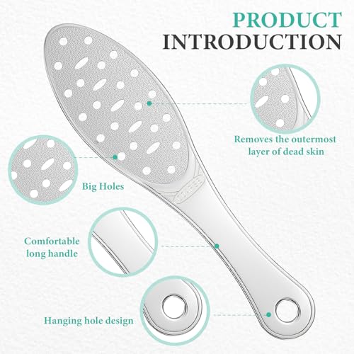 2 Pcs Stainless Steel Foot Scraper Metal Foot File Double Sided File Callus Remover Professional Feet Rasp Scrubber for Wet or Dry Skin Easy to Clean Pedicure Tool Heel (Combination Style) - size: Combination Style