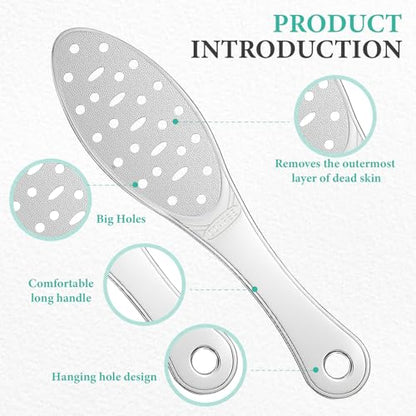 2 Pcs Stainless Steel Foot Scraper Metal Foot File Double Sided File Callus Remover Professional Feet Rasp Scrubber for Wet or Dry Skin Easy to Clean Pedicure Tool Heel (Fresh Style) - size: Fresh Style