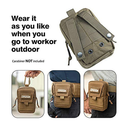 EXCELLENT ELITE SPANKER Tactical Molle EDC Pouch with Cellphone Pouch | Molle admin pouch,molle utility pouch,tool pouch,Organizer Nylon Belt Waist Bag - color: Ranger Green