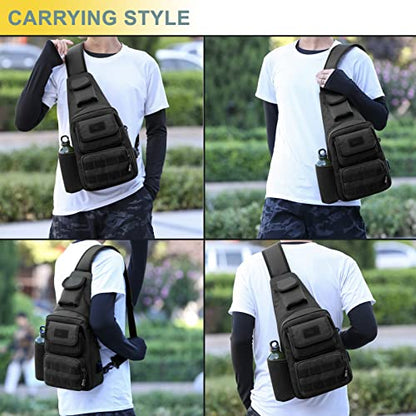 Tactical Shoulder Bag - 1000D Molle Military Backpack Outdoor Daypack Chest Pack (Tan) - color: Tan