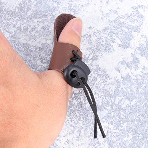 SEWACC Finger Guard 3 Pack Single Finger Arrow Protector Glove with Adjustable Rope Cowhide Protective Gear for Shooting and Hunting Fits Left or Right Hand