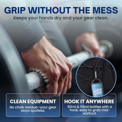 Liquid Chalk for Weightlifting, Gym and Workout Hand Chalk Grip | Magnesium Carbonate Grip Chalk In 50Ml, 59Ml Clear And 250Ml Sizes. For Lifting, Cheer, Gymnastics And Crossfit. - size: 1.7 fl oz 2-Pack (Grip Mini Duo)