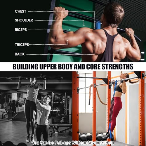 Pull Up Assistance Bands 260lbs, Heavy Pull Up Bands Resistance Bands for Pull Ups Working Out with Feet Rest, Pull Up Bar Bands Assistance Bands Strength Training Workout Equipment, Height Adjustable - color: Blue