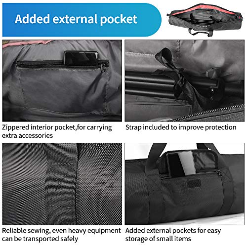 HEMMOTOP Tripod Case Bag All-Around Thick Padded Portable 31.5x7 in R08018 | Heavy Duty, Nylon, Hand-Held and Shoulder-Back, 2 Zippered Pockets, for Carrying Speaker Stand, Monopod, Fishing Pole - size: 31.5" L x 7" D