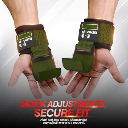 Weight Lifting Hooks – Heavy Duty Gym Straps for Deadlifts, Pull-Ups, Rows & Strength Training Secure Grip Support for Weightlifting, Powerlifting CrossFit Nylon & Neoprene Padding - color: Green