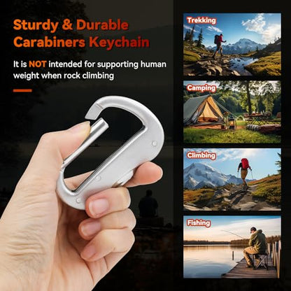 Multitool Carabiner with Pocket Knife, Bottle Opener,Nail file,Small Scissors,EDC Carabiners Keychain with Folding Knives,Auxiliary Tools for Camping,Hiking,Outdoor Activities(Silver) - color: Silver