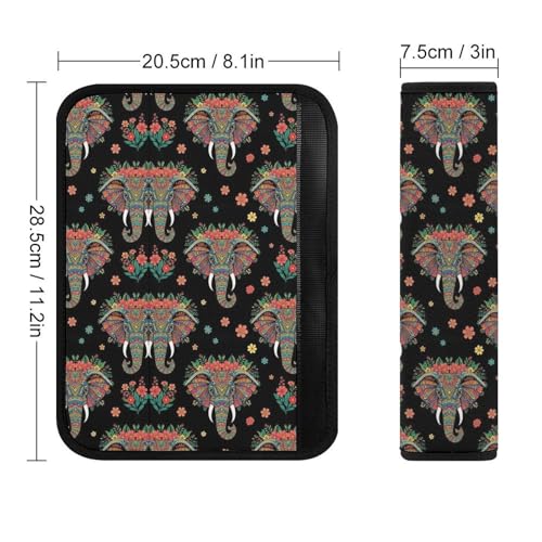 2 Piece Universal Fit Seat Belt Cover for Adult Use, Most Cars, Colorful Mandala Elephant Seat Belt Covers Cushion, Shock Absorption - color: Pattern 564