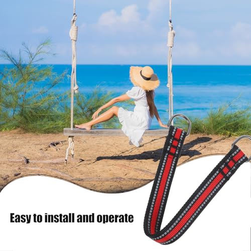 2pcs Heavy-Duty Hammock Straps and Playground Swing Connectors for Outdoor Tree Swing Suspension, Gymnastic Bar Extension and Sandbag Hanging, Red Safety Hanging Straps