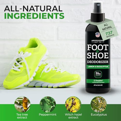 Aromasong Natural Shoe Deodorizer and Foot Spray | 2-Pack | 24-Hour Freshness Foot Odor Eliminator for Feet - Extra Strength Fresher for Smelly Shoes & Stinky Feet Spray with Refreshing Scent, 4oz - size: 4 Ounce (Pack of 2)