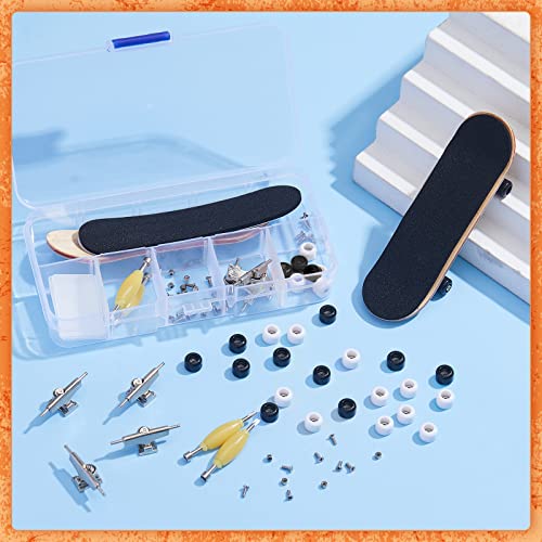 Jexine 6 Sets DIY Fingerboard Kit Fingerboard Accessories Mini Finger Skateboard Parts Include 12 Brackets 54 Screws 30 Nuts 6 Screwdriver 24 Board Wheels Tool for 96mm(Black, White) - color: Black, White