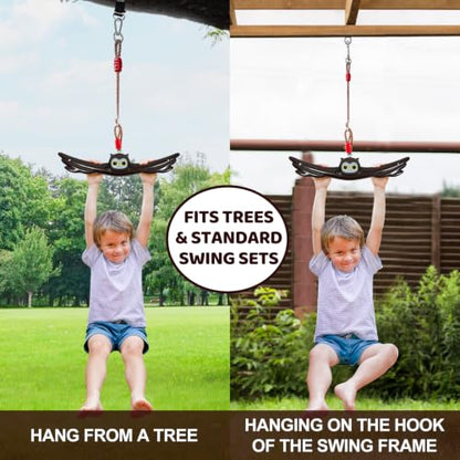 Ninja Twist Swing-360 Degree Handle Rotation Promotes Sensory Development, Arm Strength,Swingset Accessories Outdoor-Swing Spins Set (Brown) - color: Brown