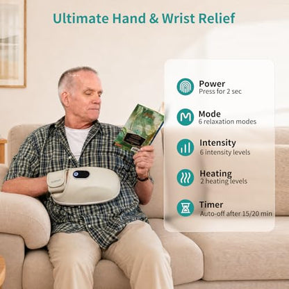 Nekteck Hand Massager with Heat and Compression, Hand and Wrist Pain Relief | FSA&HSA Eligible, Hand Massager For Arthritis & Carpal Tunnel, Senior Friendly, Portable for Home Office, Gift for Men Women