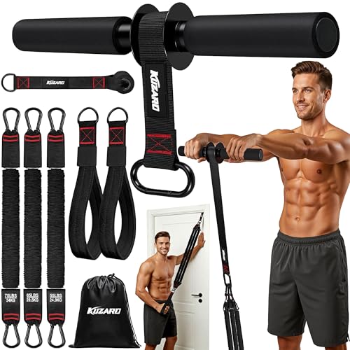 Forearm Strengthener & Wrist Roller, No Weights Needed Forearm Trainer with 3 Adjustable Resistance Bands (55/65/75 lbs), 2-in-1 Handle & Door Anchor for Arm Workout, Grip Strength & Muscle Building - color: black