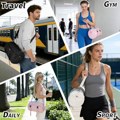Small Gym Bag for Women Men, 15L Sports Workout Bag with Wet Pocket and Yoga Mat Holder, Lightweight & Water-Resistant Mini Travel Duffle Bag (Black) - color: Black