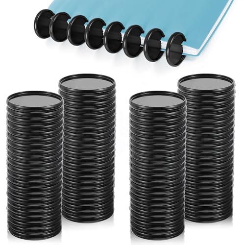 60 Pcs 2 Inches Discbound Expansion Discs, Plastic Disc Binding Rings, Notebook Expansion Discs for DIY Notebooks, Book Binding and Planner Scrapbooking Supplies (Black)