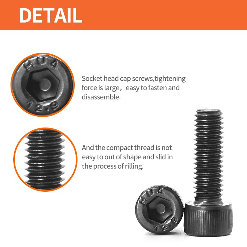 M6 x 8mm 12mm 16mm 20mm 25mm Hex Socket Head Cap Screws Bolts 12.9 Grade Alloy Steel, Black Oxide Finish, Metric Allen Hex Drive, Machine Fully Threaded, Assortment Kit 50PCS - size: M6 x 8/12/16/20/25mm (50PCS)