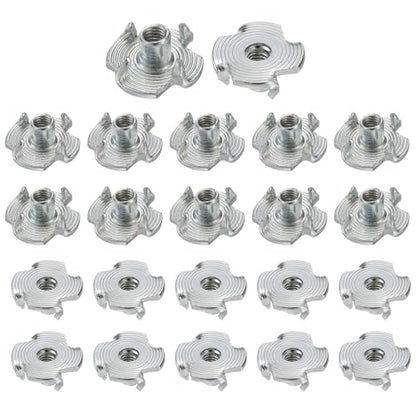 HARFINGTON M3x6mm T-Nuts 4 Pronged Tee Nut 0.47" x 0.24" Fully Thread Carbon Steel Inserts for Wood, Rock Climbing Holds, Cabinetry, Furniture 100pcs - size: M3x6mm, 12mm