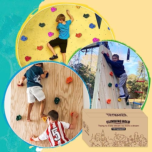 Trymaker Rock Climbing Holds, 15PCS Climbing Wall for Kids (Large Size) | Climbing Set for Kids & Adult Indoor and Outdoor - size: Large Size-15pcs