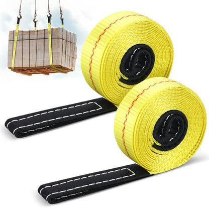 2 Pcs 10' x 2" Lifting Sling Straps Heavy Duty Web Slings Lifting Polyester Nylon Sling Web Slings Tree Saver Recovery Strap for Hoist Car Constructions Steel Trailer Outdoor Using - size: 10' X 2"
