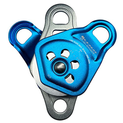 30kN Upgraded Rescue Double Pulley Sheave with Swing Plate,CE High Strength Pulley for Backyard Zipline, Climbing, Rock Rescue Lifting, Hauling, Fit Rope up to 13 mm/Holds Up to 6750lbs,Blue - color: Blue