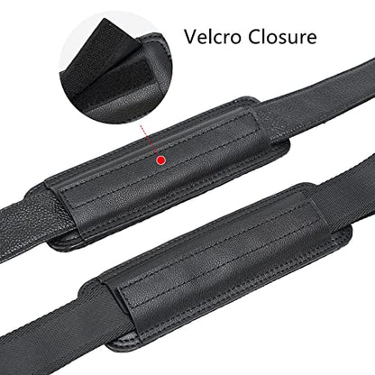 Full Grain Leather Shoulder Strap - Replacement Bag Straps for Laptop Briefcase, Messenger, Duffel, Crossbody, Travel Bags - color: Black Pad