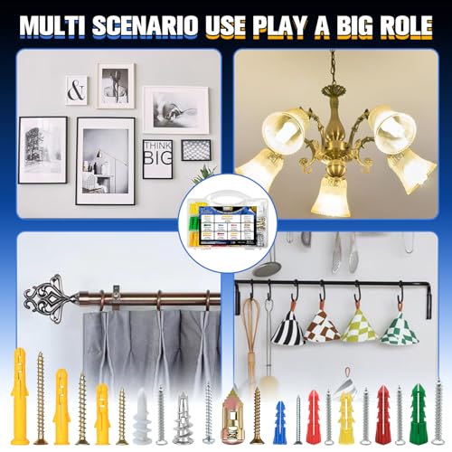 312Pcs Drywall Anchors Screws Kit,11 Sizes with Bit for Wall Mount