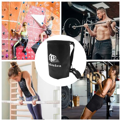 Rock Climbing Chalk Bag | Drawstring Rock Bucket Bag - High Capacity, Leakproof Magnesia Sack with Adjustable Carabiner, Rock Climbing Gear Equipment for Weight-Lifting