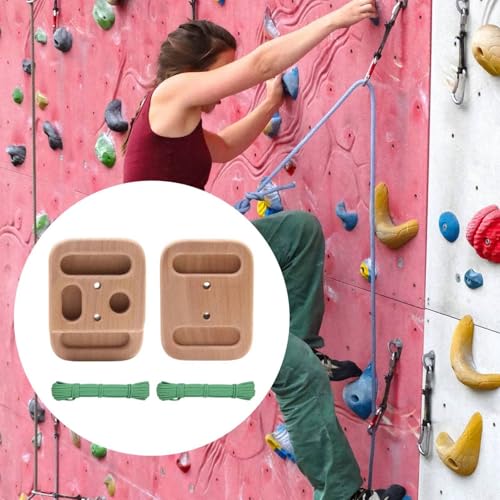 Gralara 2 Pieces Portable Wooden Fingerboard Compact Climbing Fingerboard Wooden Rock Climbing Finger Training Board for Climbers, Beginners, Home Gym