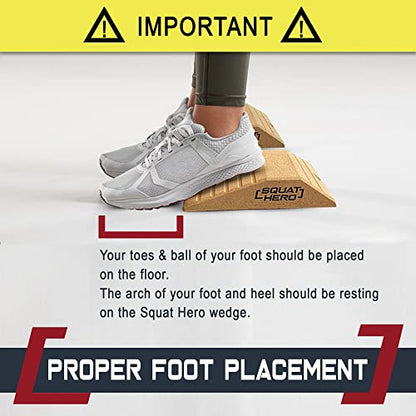 Cork Squat Wedge Block, Pack of 2 | For Knees Over Toes and Weight Lifting, Patent Pending Non-Slip Slant Board for Deadlift, Calf Stretcher