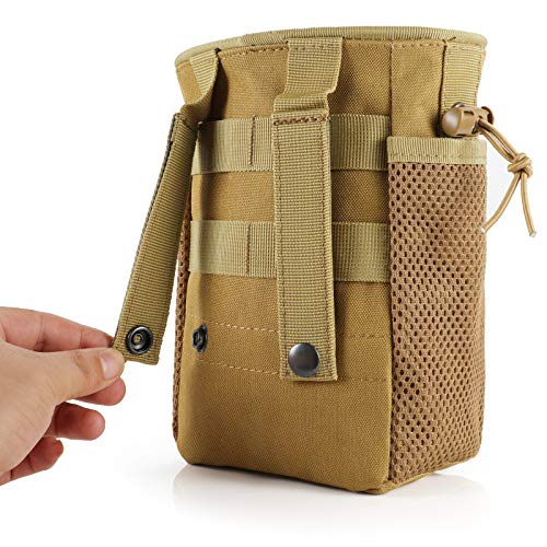 FRTKK Tactical Molle Drawstring Magazine Dump Pouch Outdoor Ammo Pouch, Adjustable Military Utility Belt Fanny Hip Holster Bag - color: 2 Pack-ACU
