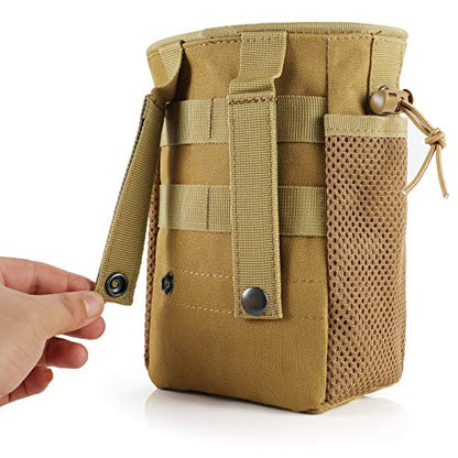 FRTKK Tactical Molle Drawstring Magazine Dump Pouch Outdoor Ammo Pouch, Adjustable Military Utility Belt Fanny Hip Holster Bag - color: 2 Pack-Tan