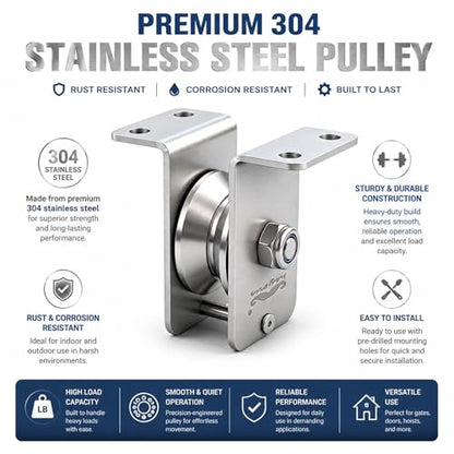 heyous Silver Stainless Steel Detachable V Shape Bearing Suspended Pulley Suitable for Home Workouts or Outdoor Activities