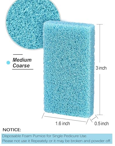 Maryton Disposable Foot Scrubber Pumice Pads, Pedicure Pumice Stone Dead Skin Callus Remover for Feet, 40Pcs (Blue Medium Coarse) - style: Blue Medium Coarse