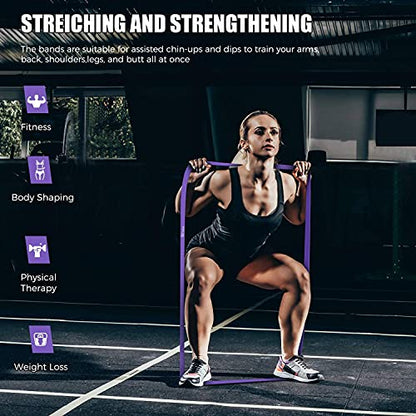 VEICK Pull Up Assist Resistance Bands for Home Gym | 100% Natural Latex, Non Slip Leather Texture, Space Saving, Versatile for Full Body Training, Home Gym - color: Gray Set of 5 + Hand Grip Pads