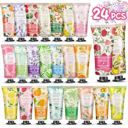 24 Pack Hand Cream Gift Set For Women,Teacher Appreciation Gifts,Mini Hand Lotion Travel Size Moisturizing Hand Cream for Dry Cracked Hands,Graduation Gifts,Birthday Gift,Bridesmaid Gift,Party Favors - size: 0.01 Fl Oz (Pack of 24)