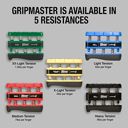 Prohands Gripmaster Hand Exerciser, Finger Exerciser (Hand Grip Strengthener), Spring-Loaded, Finger-Piston System, Isolate & Exercise Each Finger - color: Black - Gripmaster, size: 9 lb (Heavy Tension)