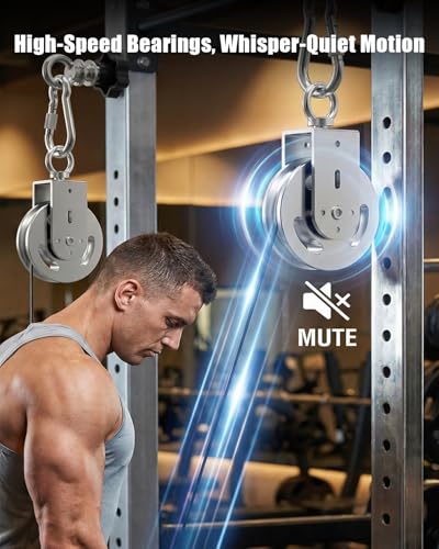 Height Adjustable Cable Pulley System for Power Rack 2x2'' & 3x3'' | 304 Stainless Steel, Silent Bearings, 180 Degree Swivel, 300 lbs Support, Hand Tightened Knob, Smooth Motion