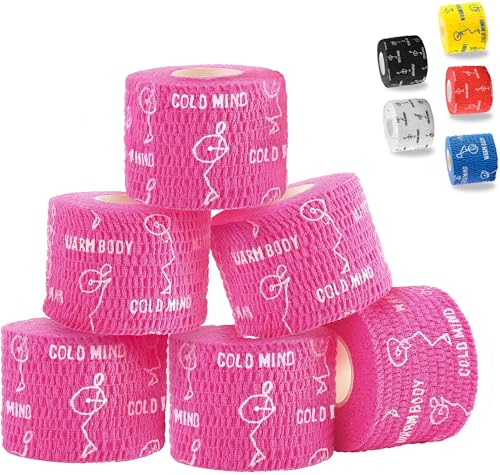 WARM BODY COLD MIND 1.85" Weightlifting Thumb Tape - Hook Grip Tape for Powerlifting, Cross Training, Gym Tape, Workout, Weight Lifting Tape, Athletic Finger Wrap (Pink 6 Roll) - color: 6 Rolls Pink