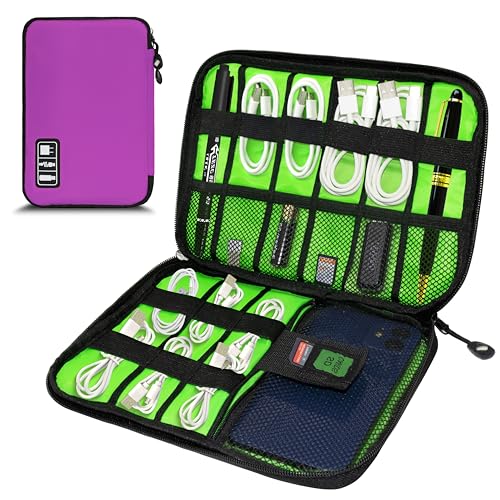 Electronics Organizer,Travel Cord Organizer Pouch, Portable Cable Organizer Bags,Travel Electronic Accessories Storage Case for Cables, Cords, Charger, Phone (Rosered) - color: A8-M-Rosered, size: Medium