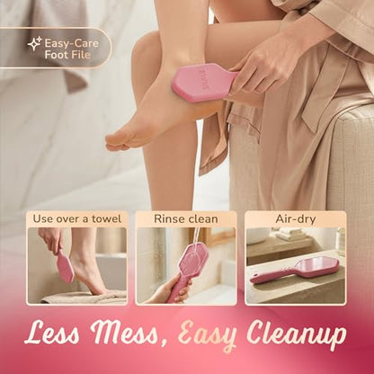 SILKLE Nano Glass Foot File - Foot Callus Remover for Feet & Foot Scrubber | Silicone Grip for Non-Slip Control - Foot Scrubber for Dead Skin, Heel Scraper for Cracked Heels & Foot Exfoliator - Pink - style: Pink