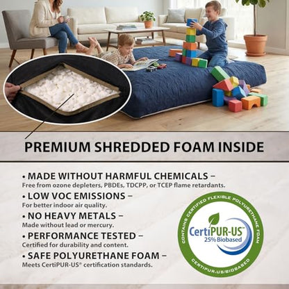 Matini Home 60" X 60" - Gymnastics Crash Pad with Cover Foam Blocks for Adults, Ideal Equipment to Jump, Train or Relax - Dark Blue Pattern - color: Dark Blue Pattern 60" X 60"