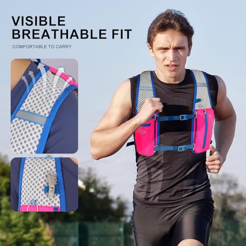 INOXTO Running Hydration Vest Backpack,Lightweight Insulated Pack with 1.5L Water Bladder Bag Daypack for Trail Hiking Running Cycling Race Marathon for Women Men - color: Pink