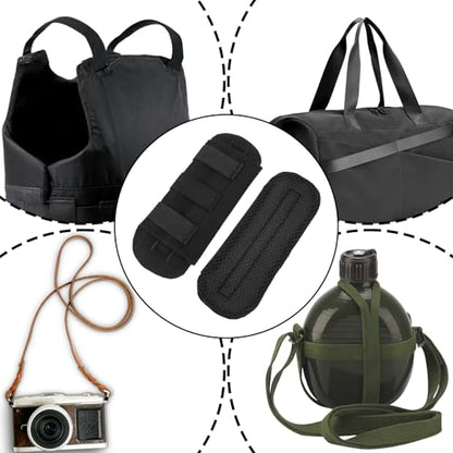 2pcs Shoulder Strap Pads, Soft Comfortable Strap Pads for Vest Plate Carriers Backpacks Nylon Breathable Replacement Cushion Padding Fit 2 to 3'' Sling Bag Crossbody Shoulder Straps (Black)