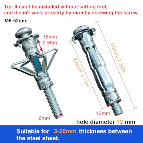 1/4" Drywall Anchor Kit Hollow Wall with Screws,Zinc Plated Steel Molly Bolt,Hollow Wall Drilling Anchors with Screws Drywall Anchors (30PCS, M6) - size: 1/4