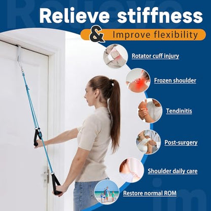 Shoulder Pulley for Physical Therapy, Rehab and Arm Exercise | Over-the-door pulley system for shoulder rehab, physical therapy, and arm exercise routines - color: Black