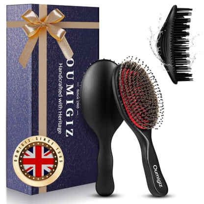 Small Boar Bristle Hair Brush Since 1965 British Craftsmanship Handmade | Wooden Mini Travel Hairbrush Gentle Detangling Smoothing Women Kids Toddler Thick Thin Fine Frizzy Hair, Compact Purse Brush - size: Small