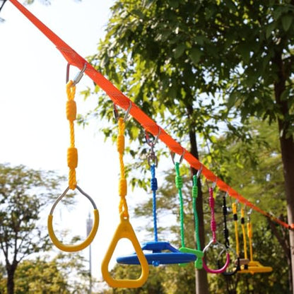 Ninja Rings Monkey Bars Swing Trapeze Bar Playground Swingset Rings Ninja Course for Kids Ninja Gymnastic Rings Backyard Ninjaline Obstacle Accessories (6 Color)