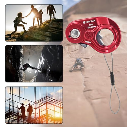 NewDoar Rope Ascender Lightweight Rope Clamp Ascender Riser Adjuster Fits 8-13mm Rope Self-Locking Grip for Rock Climbing,Hunting,Protection Rescue,Rappelling,Arborist,Gear Equipment - color: Red